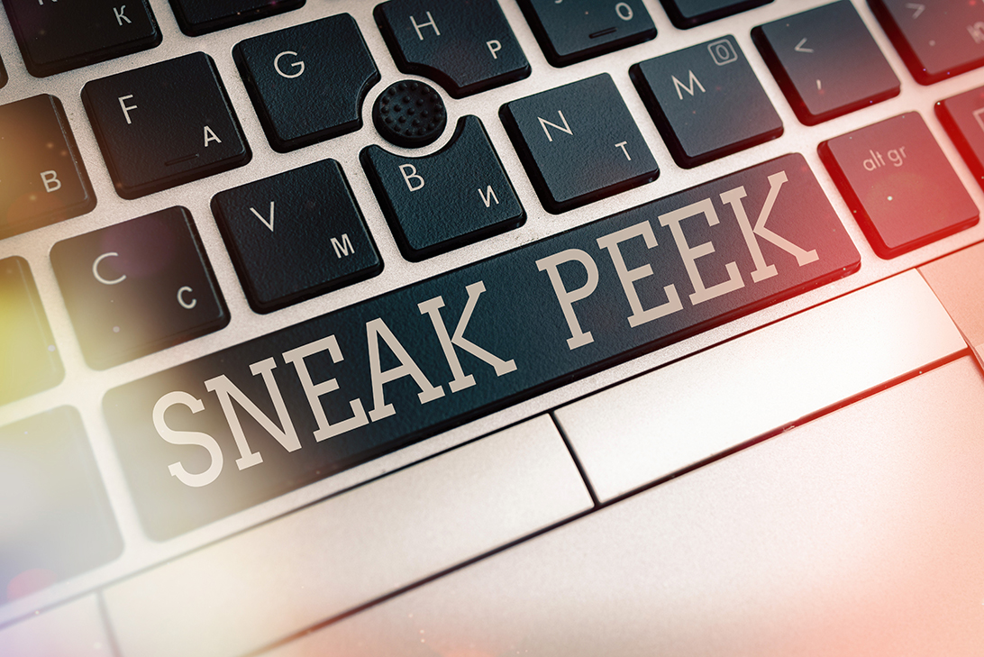 image of keyboard space bar says sneak peek